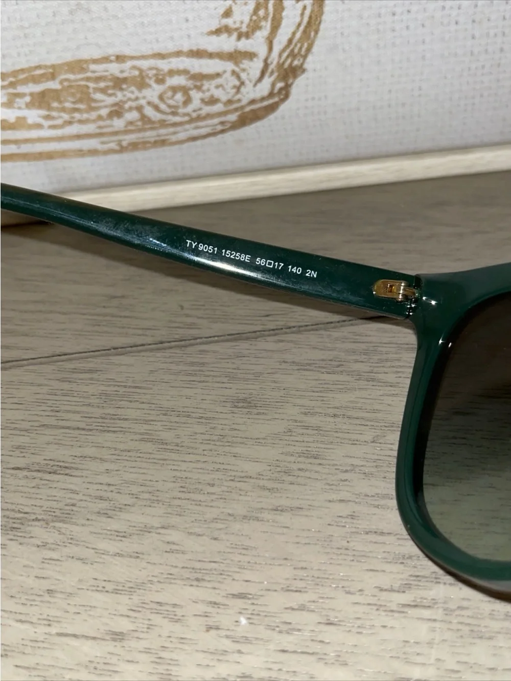 Tory Burch Dark Green Cat-Eye Sunglasses with Gold Accents